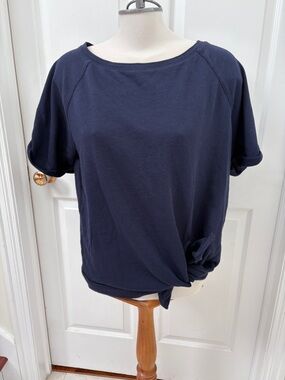GAP Navy Short Sleeve Knot-Front Sweatshirt